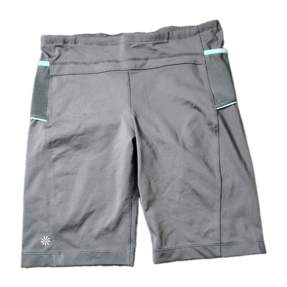 Athleta Presto Bermuda Shorts Womens L Gray Bike Running Workout 10" Stretch EUC